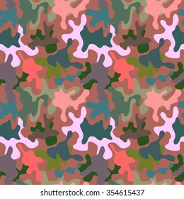 Creative seamless camouflage pattern. Woman fashion. Military textile collection. Pink, grey, green. Backgrounds & textures shop.