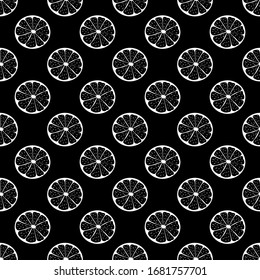 Creative seamless Citrus vector pattern. Lemon slice on yellow background. Tropical fruit with hot summer mood. For the original, decorative and modern backdrop, cards, packagings, prints, etc.