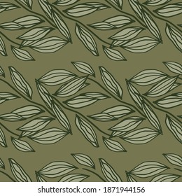 Creative seamless doodle pattern with abstract contoured foliage. Artwork in brown and beige tones. Designed for wallpaper, textile, wrapping paper, fabric print. Vector illustration.