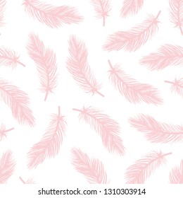 Creative seamless feather pattern. Universal background. Hand drawn textures. Trendy artistic graphic for poster, card, cover, invitation, wrap paper, textile or web design. Vector doodle illustration