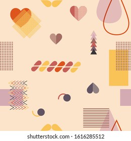 Creative seamless pattern about love for valentine's day in abstract design with geometric.