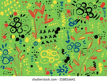 Creative seamless pattern with abstract hand drawn doodle elements