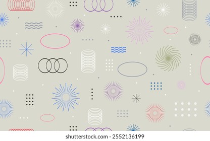 Creative seamless pattern abstract shape vintage retro style 90s 80s old geometric abstract fabric textile paper print packaging wrapping