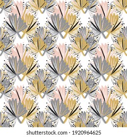 Creative seamless pattern with abstract tropical leaves. Hippie style. Colorful spring or summer background. Trendy botanical swimwear design. Fashion print for textile.