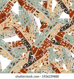 Creative seamless pattern with abstract tropical leaves. Hippie style. Colorful spring or summer background. Trendy botanical swimwear design. Fashion print for textile.	