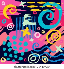 Creative Seamless pattern. Artistic universal background. Hand Drawn textures. Design for poster, card, invitation, header, cover, placard, brochure, fabric.