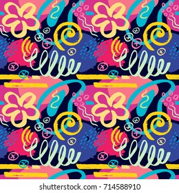 Creative Seamless pattern. Artistic universal background. Hand Drawn textures. Design for poster, card, invitation, header, cover, placard, brochure, fabric.