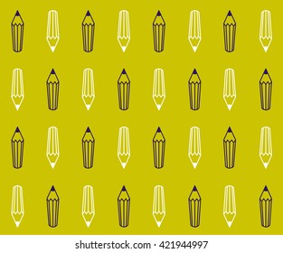 Creative seamless pattern with artist's and designer's tools. pencil. Flat line design vector illustration