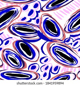 Creative seamless pattern with beautiful bright abstract elements. Colorful texture for any kind of a design. Graphic abstract background. Contemporary art. Trendy modern style.	