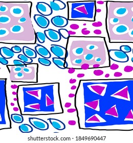 Creative seamless pattern with beautiful bright abstract elements. Colorful texture for any kind of a design. Graphic abstract background. Contemporary art. Trendy modern style.	