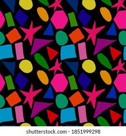 Creative seamless pattern with beautiful bright abstract elements. Colorful texture for any kind of a design. Graphic abstract background. Contemporary art. Trendy modern style.	