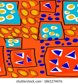 Creative seamless pattern with beautiful bright abstract elements. Colorful texture for any kind of a design. Graphic abstract background. Contemporary art. Trendy modern style.	