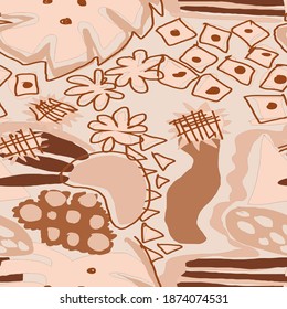 Creative seamless pattern with beautiful bright abstract elements. Colorful texture for any kind of a design. Graphic abstract background. Contemporary art. Trendy modern style.	