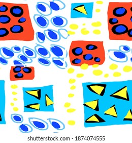 Creative seamless pattern with beautiful bright abstract elements. Colorful texture for any kind of a design. Graphic abstract background. Contemporary art. Trendy modern style.	