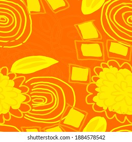Creative seamless pattern with beautiful bright abstract elements. Colorful texture for any kind of a design. Graphic abstract background. Contemporary art. Trendy modern style.	