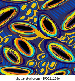Creative seamless pattern with beautiful bright abstract elements. Colorful texture for any kind of a design. Graphic abstract background. Contemporary art. Trendy modern style.	