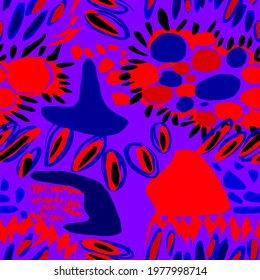 Creative seamless pattern with beautiful bright abstract elements. Colorful texture for any kind of a design. Graphic abstract background. Contemporary art. Trendy modern style.	