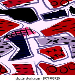Creative seamless pattern with beautiful bright abstract elements. Colorful texture for any kind of a design. Graphic abstract background. Contemporary art. Trendy modern style.	