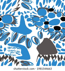 Creative seamless pattern with beautiful bright abstract elements. Colorful texture for any kind of a design. Graphic abstract background. Contemporary art. Trendy modern style.	