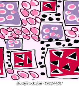 Creative seamless pattern with beautiful bright abstract elements. Colorful texture for any kind of a design. Graphic abstract background. Contemporary art. Trendy modern style.	