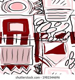 Creative seamless pattern with beautiful bright abstract elements. Colorful texture for any kind of a design. Graphic abstract background. Contemporary art. Trendy modern style.	