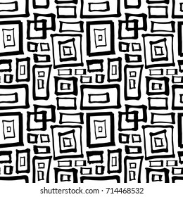 Creative Seamless pattern. Black and white rectangles. Artistic universal background. Hand Drawn textures. Design for poster, card, invitation, header, cover, placard, brochure, fabric.