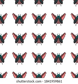 Creative seamless pattern with colorful hand drawn beetles. Colorful print for any design.	