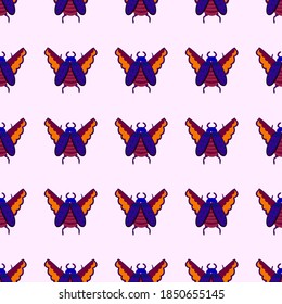 Creative seamless pattern with colorful hand drawn beetles. Colorful print for any design.	