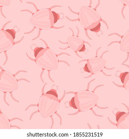 Kreatives, nahtloses Muster mit bunten, handgezeichneten Käfern. Farbenprächtiger Druck für jedes Design.	