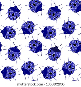Creative seamless pattern with colorful hand drawn beetles. Colorful print for any design.	