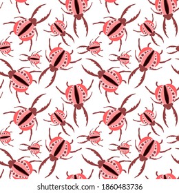 Kreatives, nahtloses Muster mit bunten, handgezeichneten Käfern. Farbenprächtiger Druck für jedes Design.	