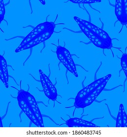 Creative seamless pattern with colorful hand drawn beetles. Colorful print for any design.	