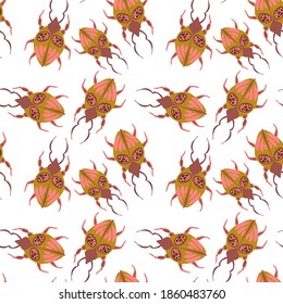 Kreatives, nahtloses Muster mit bunten, handgezeichneten Käfern. Farbenprächtiger Druck für jedes Design.	