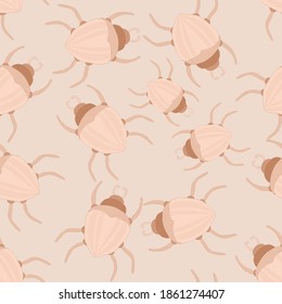 Creative seamless pattern with colorful hand drawn beetles. Colorful print for any design.	