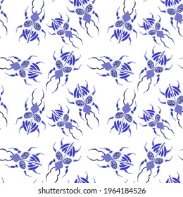 Creative seamless pattern with colorful hand drawn beetles. Colorful print for any design.	