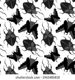 Creative seamless pattern with colorful hand drawn beetles. Colorful print for any design.	