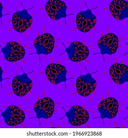 Creative seamless pattern with colorful hand drawn beetles. Colorful print for any design.	