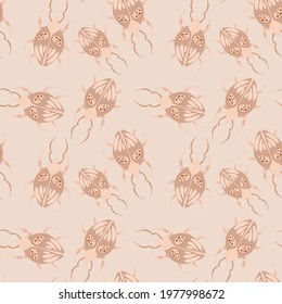 Creative seamless pattern with colorful hand drawn beetles. Colorful print for any design.	