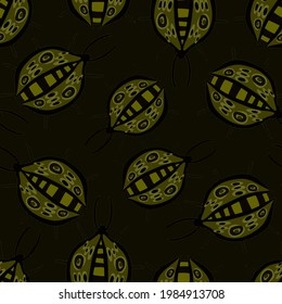 Creative seamless pattern with colorful hand drawn beetles. Colorful print for any design.	