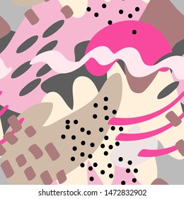 Creative seamless pattern with different  colorful shapes.