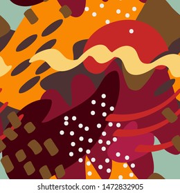 Creative seamless pattern with different  colorful shapes.