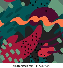 Creative seamless pattern with different  colorful shapes.