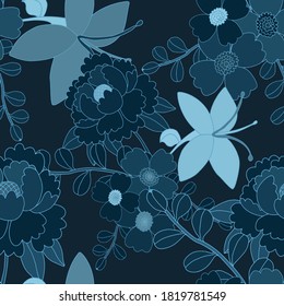 Creative seamless pattern with flowers in ethnic style. Floral decoration. Traditional paisley pattern. Textile design texture.Tribal ethnic vintage seamless pattern. Asian art.