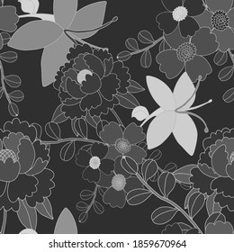 Creative seamless pattern with flowers in ethnic style. Floral decoration. Traditional paisley pattern. Textile design texture.Tribal ethnic vintage seamless pattern. Asian art.	