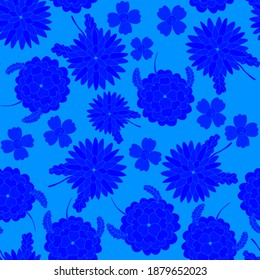 Patrón creativo sin costuras con flores de estilo étnico. Decoración floral. Patrón tradicional de paisajes. Textil de diseño textil.Patrón inmaterial tribal étnico. Arte asiático.	