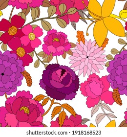 Creative seamless pattern with flowers in ethnic style. Floral decoration. Traditional paisley pattern. Textile design texture.Tribal ethnic vintage seamless pattern. Asian art.	