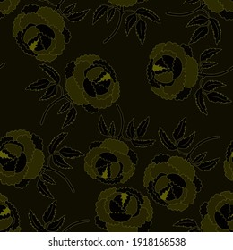 Patrón creativo sin costuras con flores de estilo étnico. Decoración floral. Patrón tradicional de paisajes. Textil de diseño textil.Patrón inmaterial tribal étnico. Arte asiático.	