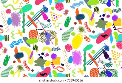 Creative seamless pattern. Freehand drawing. Artistic universal background. Hand drawn textures. Design for poster, card, placard, invitation, cover, brochure, header, flyer. Vector illustration.