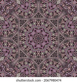 Creative seamless pattern with geometric elements composition. Ethnic ancient design. Packaging print. Small elements geometry. Vector scrapbook ornament.