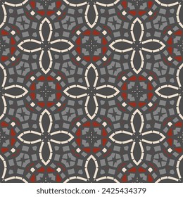 Creative seamless pattern in gray black red for  design and background. Vector. 